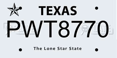 PWT8770 Texas License Plate