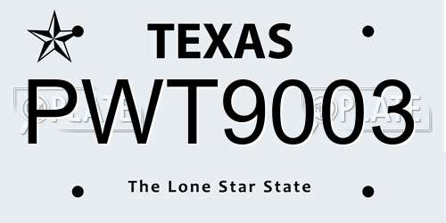 PWT9003 Texas License Plate