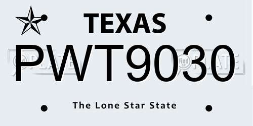 PWT9030 Texas License Plate