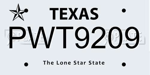 PWT9209 Texas License Plate