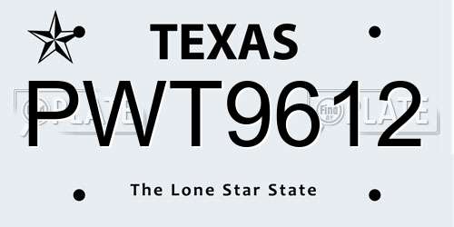 PWT9612 Texas License Plate