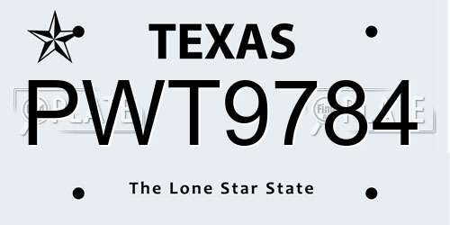 PWT9784 Texas License Plate