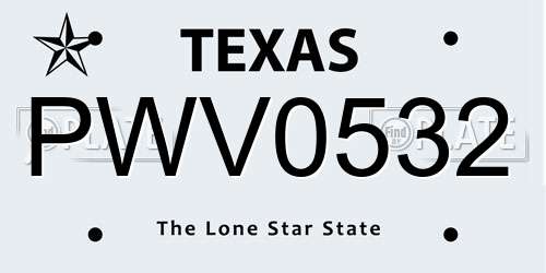 PWV0532 Texas License Plate