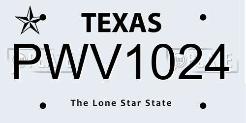 PWV1024 Texas License Plate