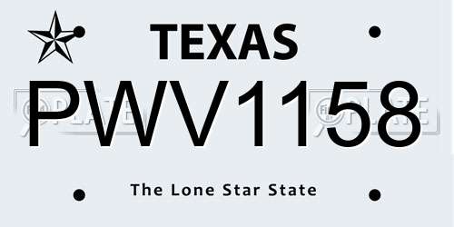 PWV1158 Texas License Plate