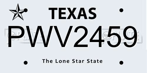 PWV2459 Texas License Plate