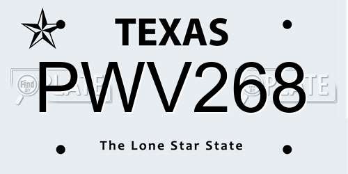 PWV268 Texas License Plate