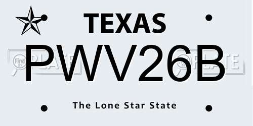 PWV26B Texas License Plate
