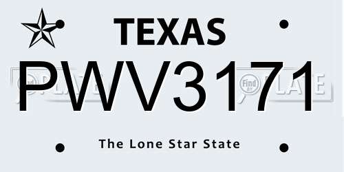 PWV3171 Texas License Plate