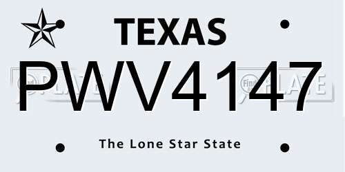PWV4147 Texas License Plate