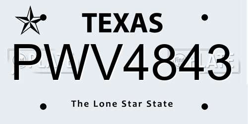 PWV4843 Texas License Plate