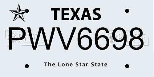 PWV6698 Texas License Plate