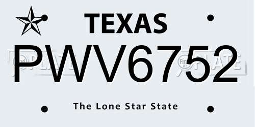 PWV6752 Texas License Plate