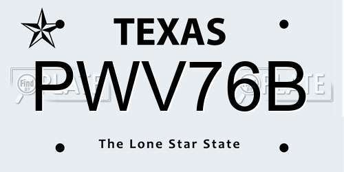 PWV76B Texas License Plate