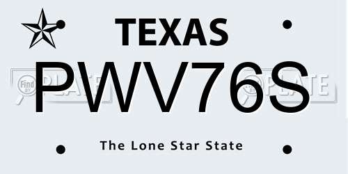 PWV76S Texas License Plate