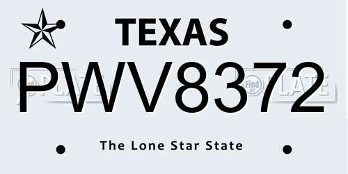 PWV8372 Texas License Plate