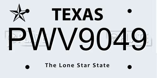 PWV9049 Texas License Plate