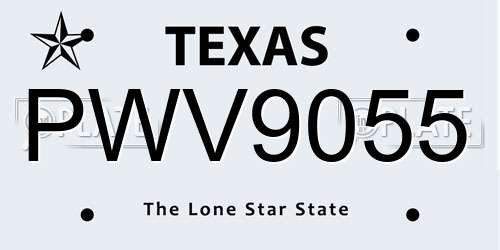PWV9055 Texas License Plate
