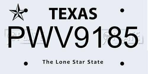 PWV9185 Texas License Plate
