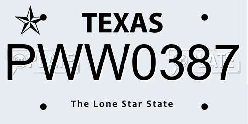 PWW0387 Texas License Plate