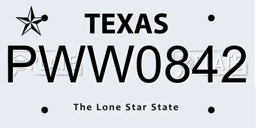 PWW0842 Texas License Plate