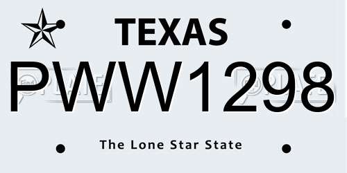 PWW1298 Texas License Plate