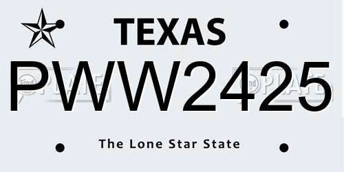 PWW2425 Texas License Plate