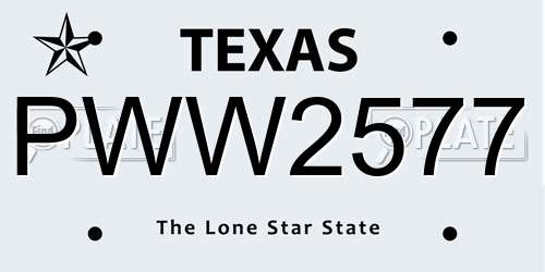 PWW2577 Texas License Plate