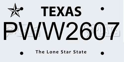 PWW2607 Texas License Plate
