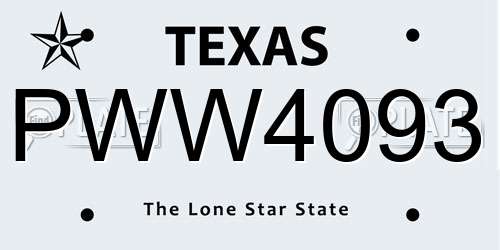 PWW4093 Texas License Plate