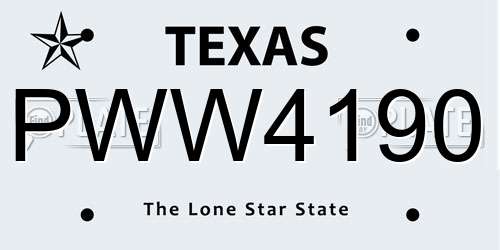 PWW4190 Texas License Plate