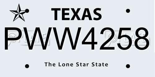 PWW4258 Texas License Plate