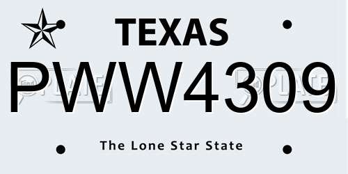 PWW4309 Texas License Plate