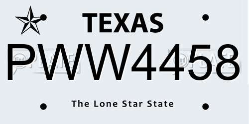 PWW4458 Texas License Plate