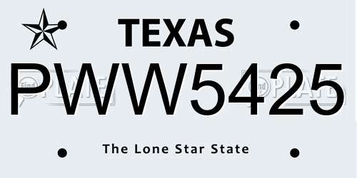 PWW5425 Texas License Plate