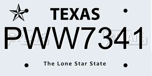PWW7341 Texas License Plate