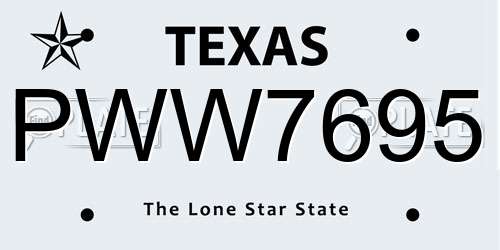 PWW7695 Texas License Plate