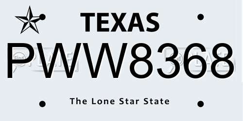 PWW8368 Texas License Plate