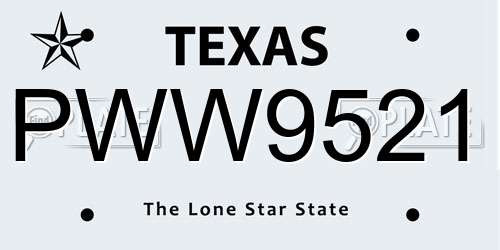 PWW9521 Texas License Plate