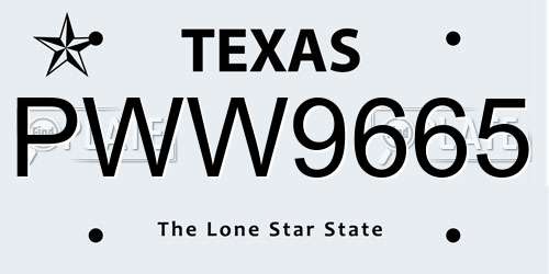 PWW9665 Texas License Plate