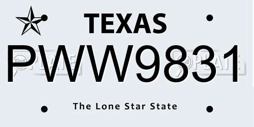 PWW9831 Texas License Plate