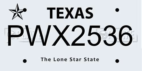 PWX2536 Texas License Plate