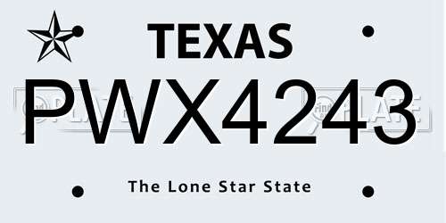 PWX4243 Texas License Plate