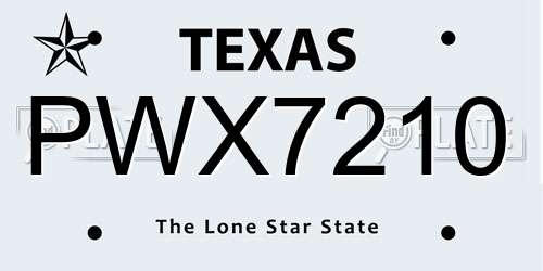 PWX7210 Texas License Plate