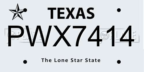 PWX7414 Texas License Plate