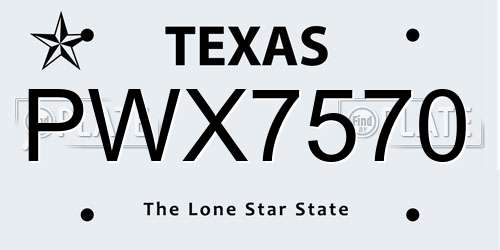 PWX7570 Texas License Plate