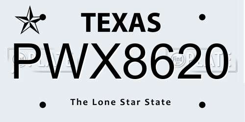 PWX8620 Texas License Plate