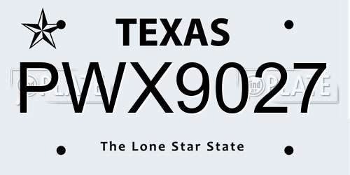 PWX9027 Texas License Plate