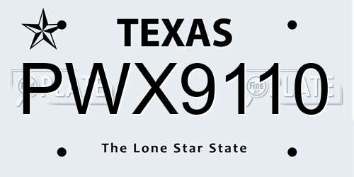 PWX9110 Texas License Plate