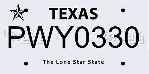 PWY0330 Texas License Plate